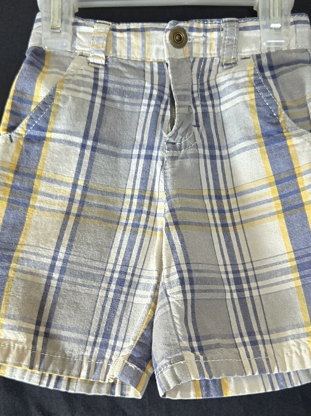 Cherokee Little Man's Plaid Cotton Shorts - Blue & Yellow #642